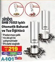 SİNBO SHB 7502 IŞIKLI OTOMATİK BAHARAT VE TUZ ÖĞÜTÜCÜ SİNBO SHB 7502 IŞIKLI OTOMATİK BAHARAT VE TUZ ÖĞÜTÜCÜ